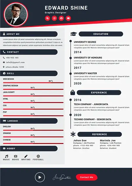 CV Template 1 resume template preview