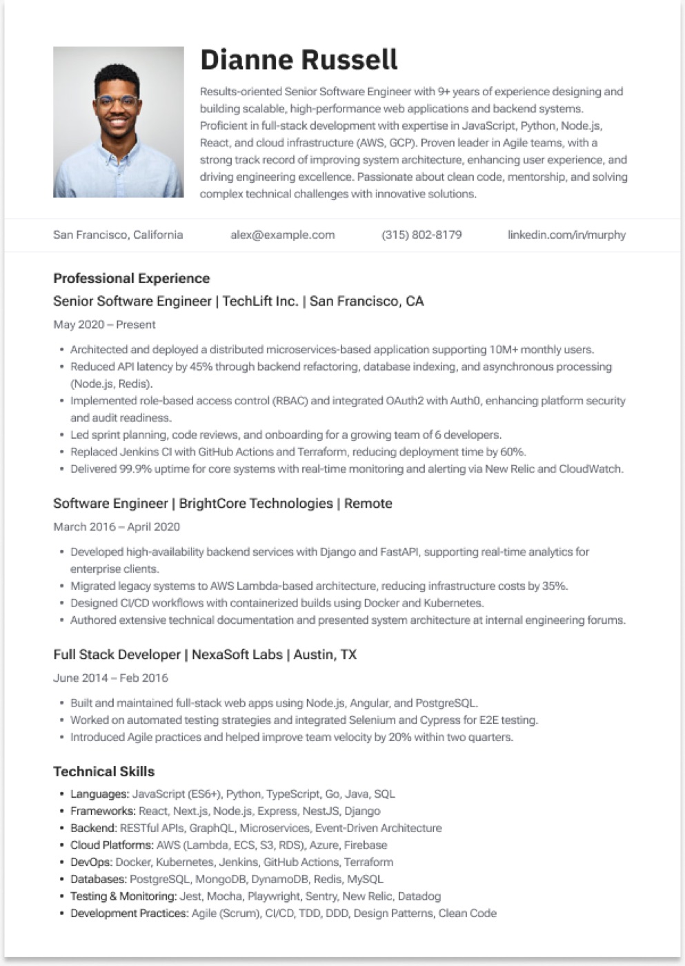 ATS IT Engineer Clean resume template