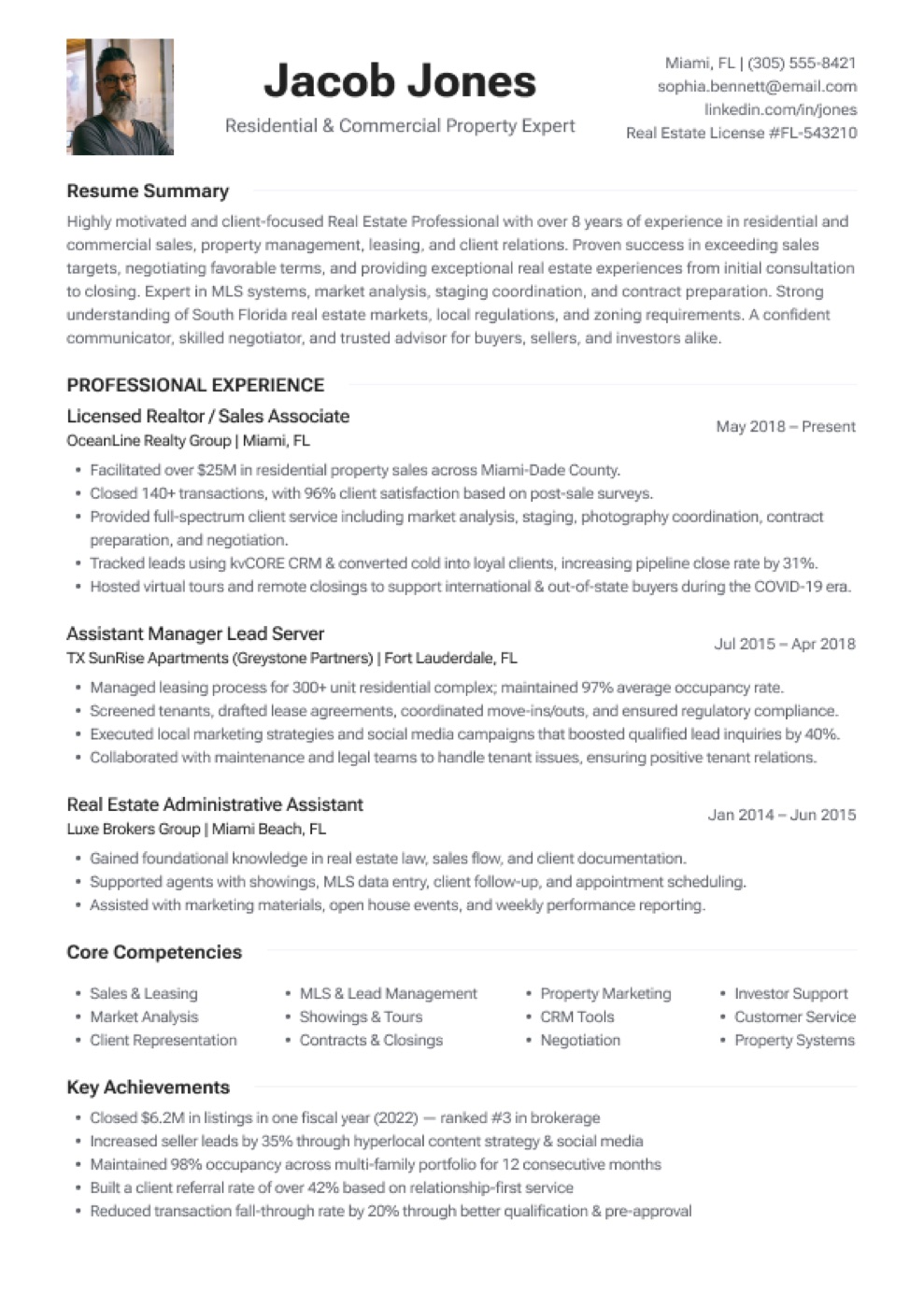 ATS Real Estate Executive resume template